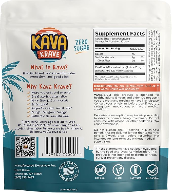 Citrus Berry Kava Drink Mix ??30 Pack for Natural Energy, Mood Support, Stress Relief & Nootropic