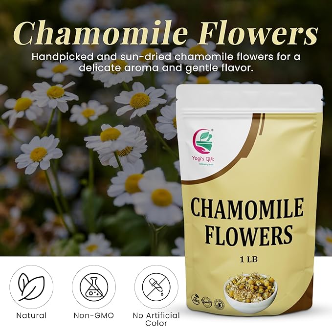 Chamomile Flowers 1 LB, 100% Natural Loose Leaf Chamomile Tea, Whole Dried Flowers for Herbal Tea
