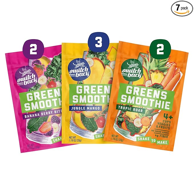 Switchback Greens Smoothie Powder, Shake to Make, Family Founded, Gluten Free Mix for Water, Juice