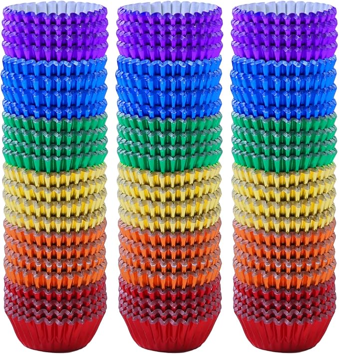 Elcoho 600 Pieces 1.25 Inch Mini Foil Metallic Cupcake Liners Muffin Paper Cases Baking Cups, 6