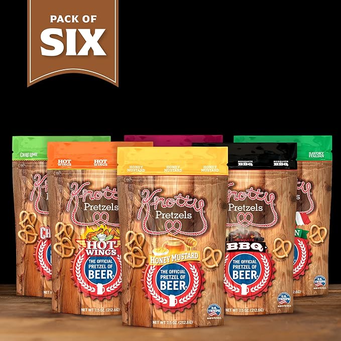 Knotty Pretzels - "The Official Pretzel of Beer" 7.5 Ounce Pretzel in Resealable Snacks Bags