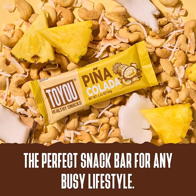 ToYou Chewy Fruit and Nut Bars - Healthy Protein Snacks | Piña Colada - 1.41 Ounce (Pack of 12) |