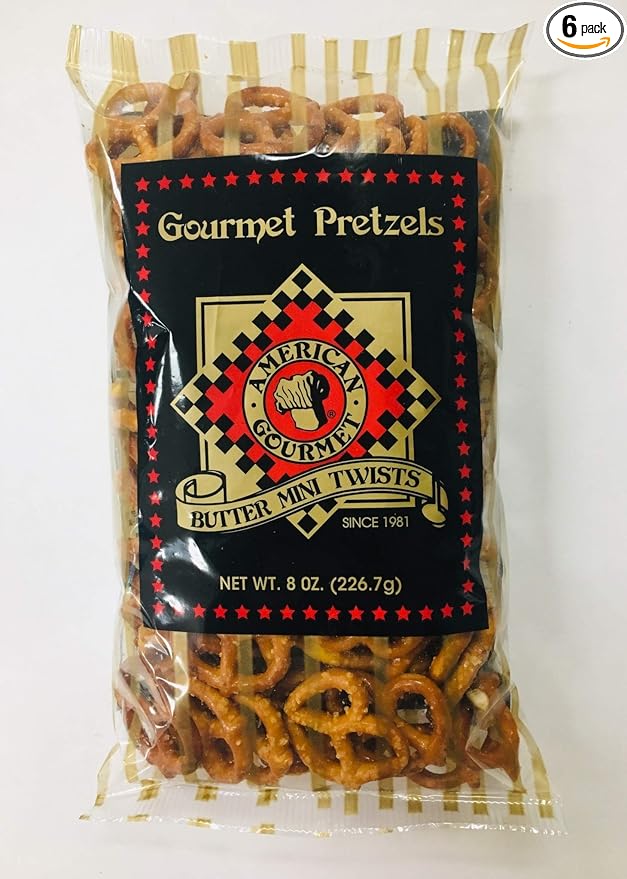 American Gourmet Butter Mini Twist Pretzels 8 Oz Bag (Pack of 6)