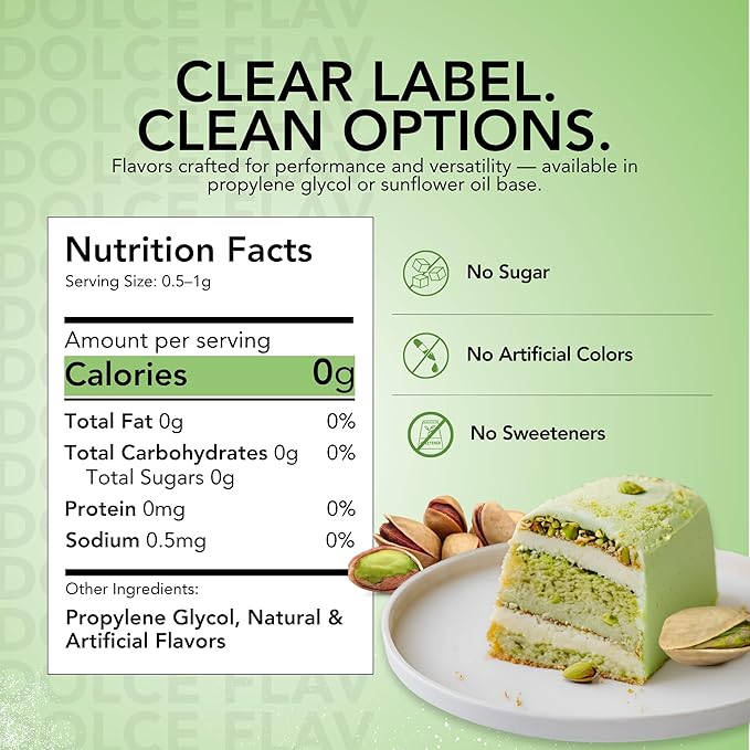 Dolce Flav Pistachio Extract ??8 Ounce Water-Soluble Kosher, Sugar-Free, Concentrated Nutty