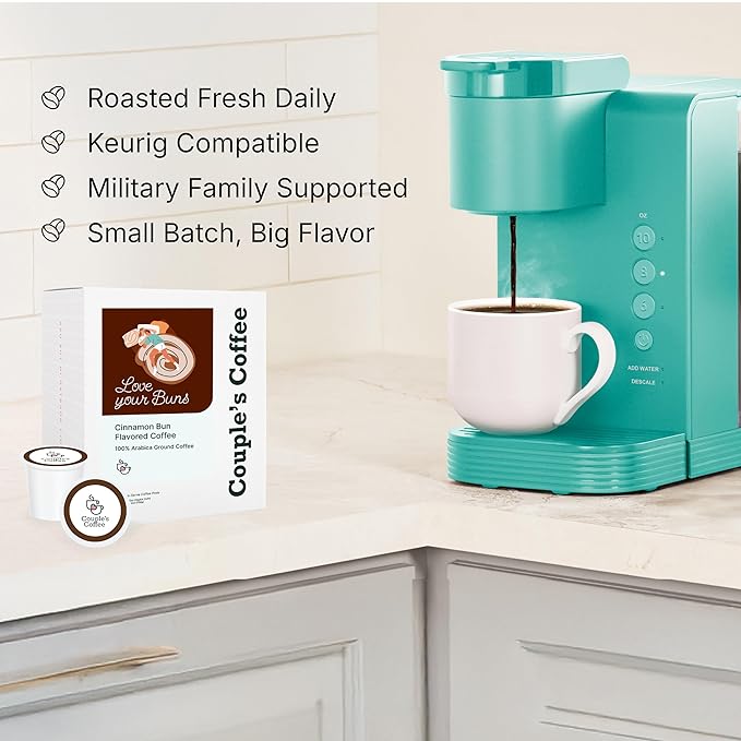 Couple's Coffee K-Cups | Cinnabon Flavored Coffee | Gives Back to Military Families | Love your