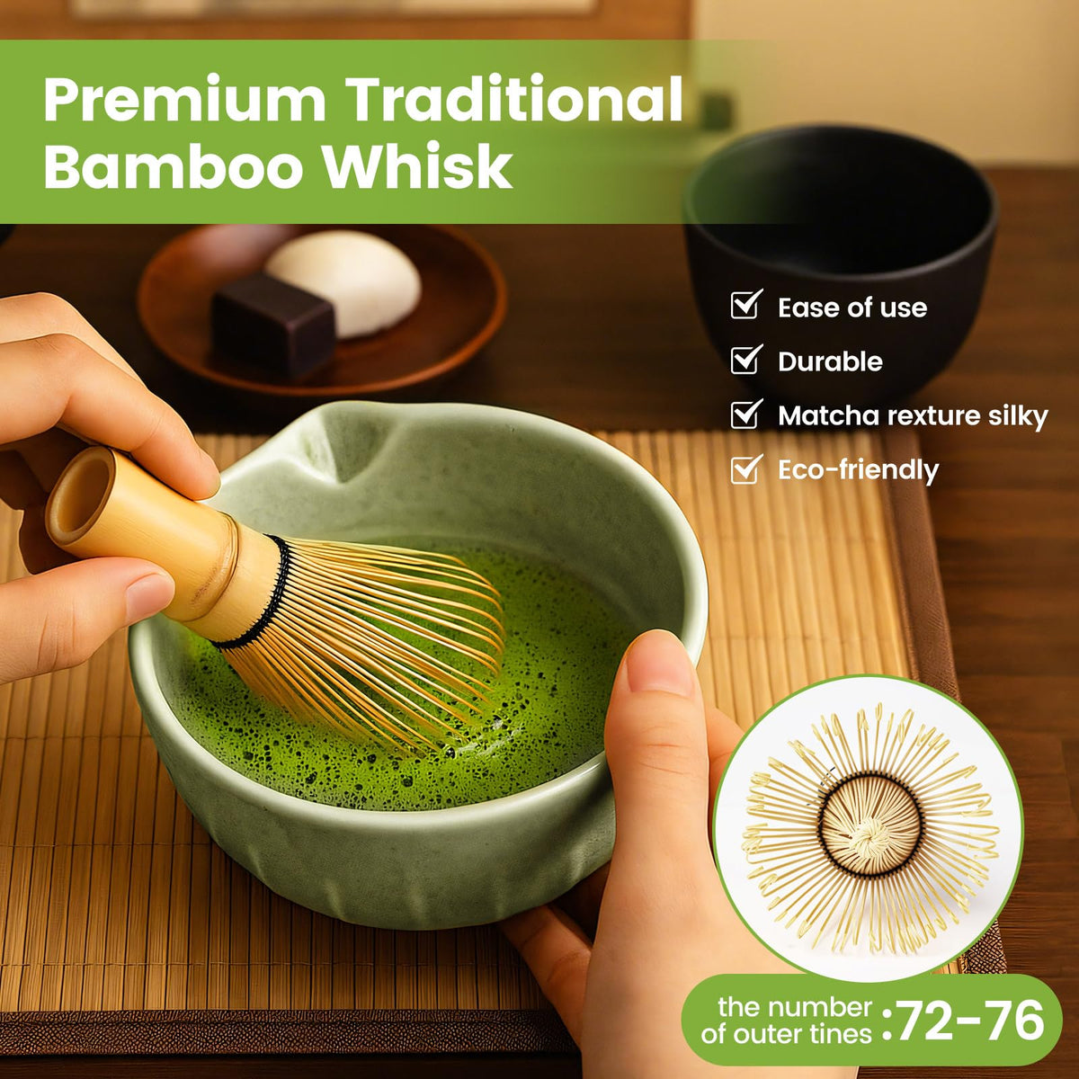 Farielyn-X Matcha Whisk Set, Japanese Tea Set (5pcs) includes Matcha Bowl with Spout (19 oz)