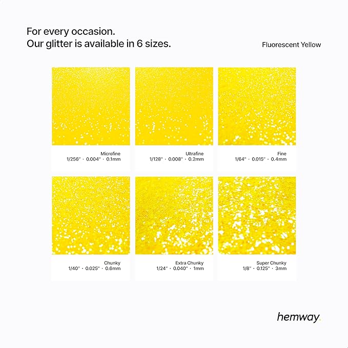 Hemway Premium Glitter Shaker - Fluorescent Yellow | 130g Ultrafine Metallic Flake Sequins for