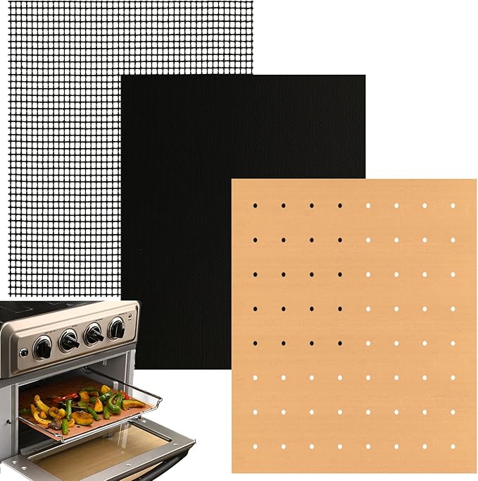 WMKGG 3 Pack Air Fryer Oven Liners Set, 9 x 11 Inch Reusable Non-Stick Toaster Oven Mats Compatible
