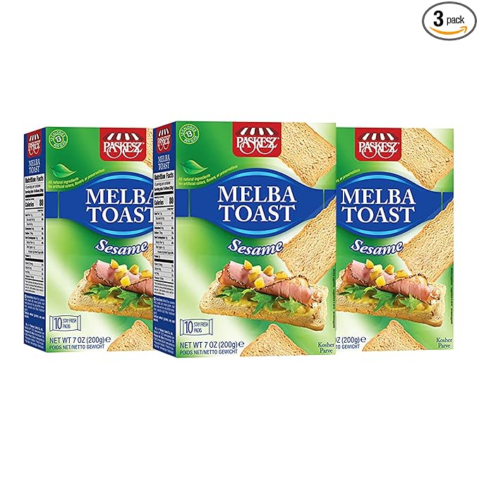 Only Kosher Candy Melba Toast Classic Sesame Kosher Parve with No Artificial Flavor, Fresh Natural