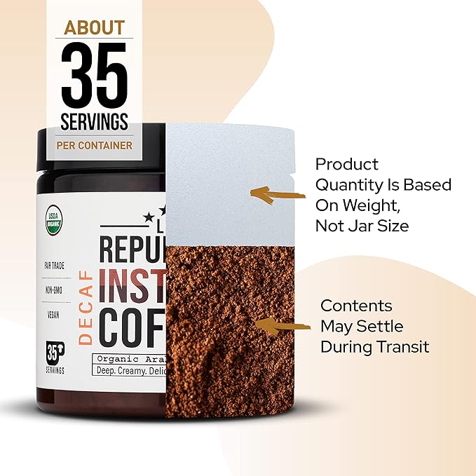 La Republica DECAF Organic Mushroom Coffee (35 Servings) with 7 Superfood Shrooms, Great Tasting