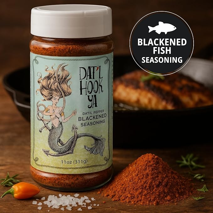 11oz- Hook?™Ya Blackened Seasoning ??Datil Pepper Blend ??Non-GMO, Gluten-Free, Vegan, Mild Heat