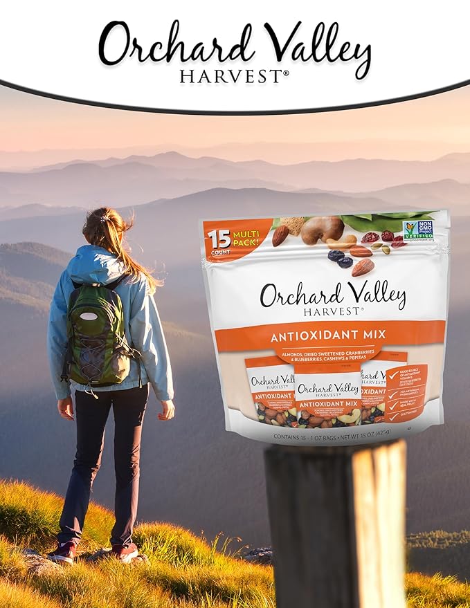 Orchard Valley Harvest Antioxidant Mix, 1 Ounce Bags (Pack of 15), Almonds, Cranberries