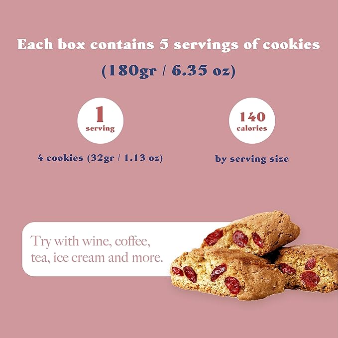 L'Oro Del Sud Cranberry Biscotti, Cantuccini d'Abruzzo, Italian Cookies Madewith Real Quality