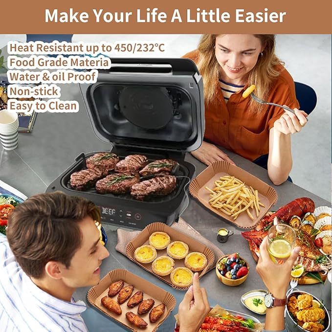 Air Fryer Liners For Ninja Foodi XL Smart FG551 6-in-1 Indoor Grill,100PCS Rectangular Air Fryer