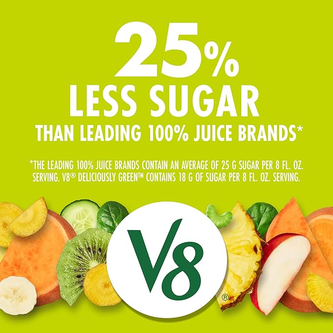 V8 Deliciously Green 100% Fruit and Vegetable Juice, 8 fl oz Can (6 Pack)