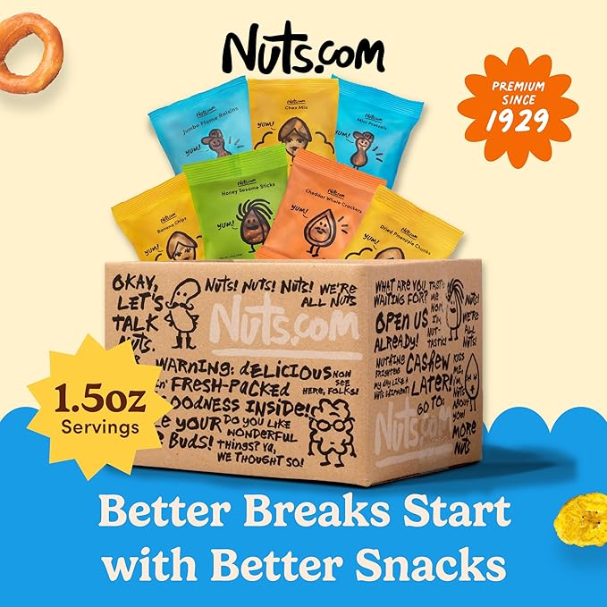 Nuts.com Office Bulk Nut-Free Box - 70 Count Assorted Variety Pack with Pretzels, Cheddar Whales