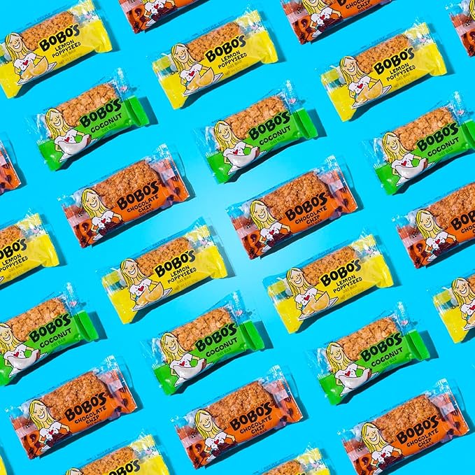 Bobo's Oatmeal Bars, Lemon Poppyseed, Gluten Free Vegan Whole Grain Oat Bars, Pack of 12
