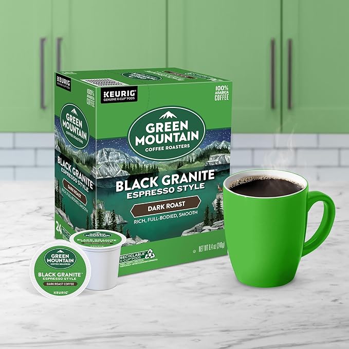 Green Mountain Coffee Roasters Black Granite, Keurig Single Serve K-Cup Pods, Espresso Style Dark