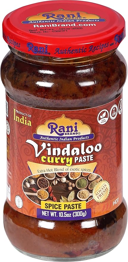 Rani Vindaloo Curry Cooking Spice Paste, Hot! 10.5oz (300g) Glass Jar ~ No Colors | All Natural |