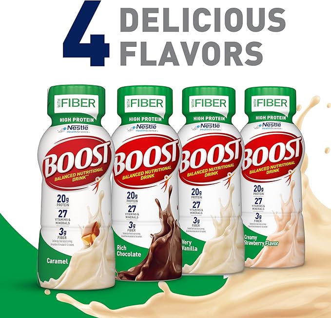 BOOST High Protein with Fiber Ready to Drink Complete Nutritional Drink, Very Vanilla, 8 fl oz