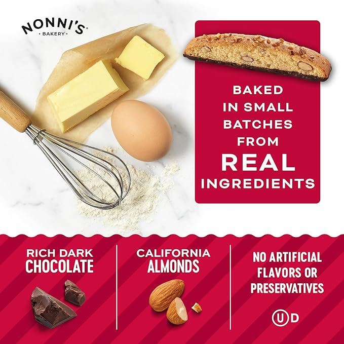 Nonni's Cioccolati Dark Chocolate Almond Biscotti Cookies ??Individually Wrapped Italian Coffee