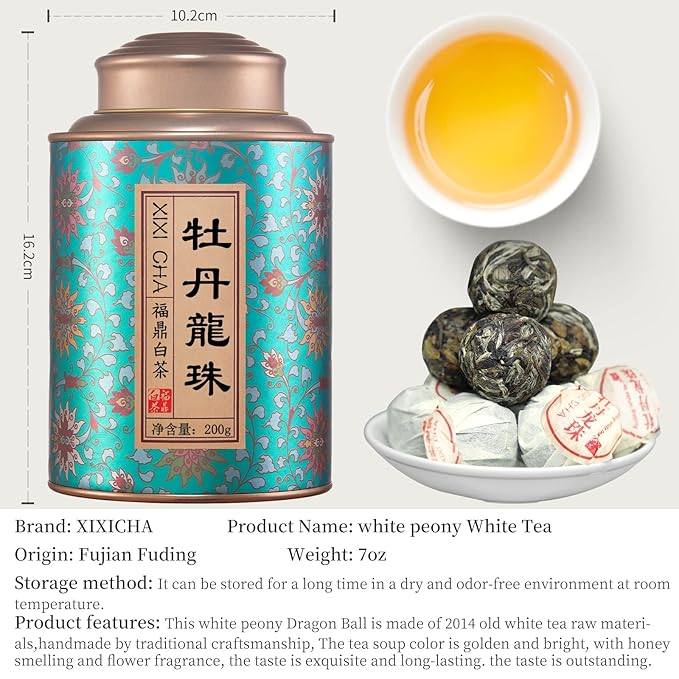 XIXICHA White Tea White Peony Tea 2013 Old White Tea Chinese Tea Fuding Dragon Pearls Tea7oz bai mu