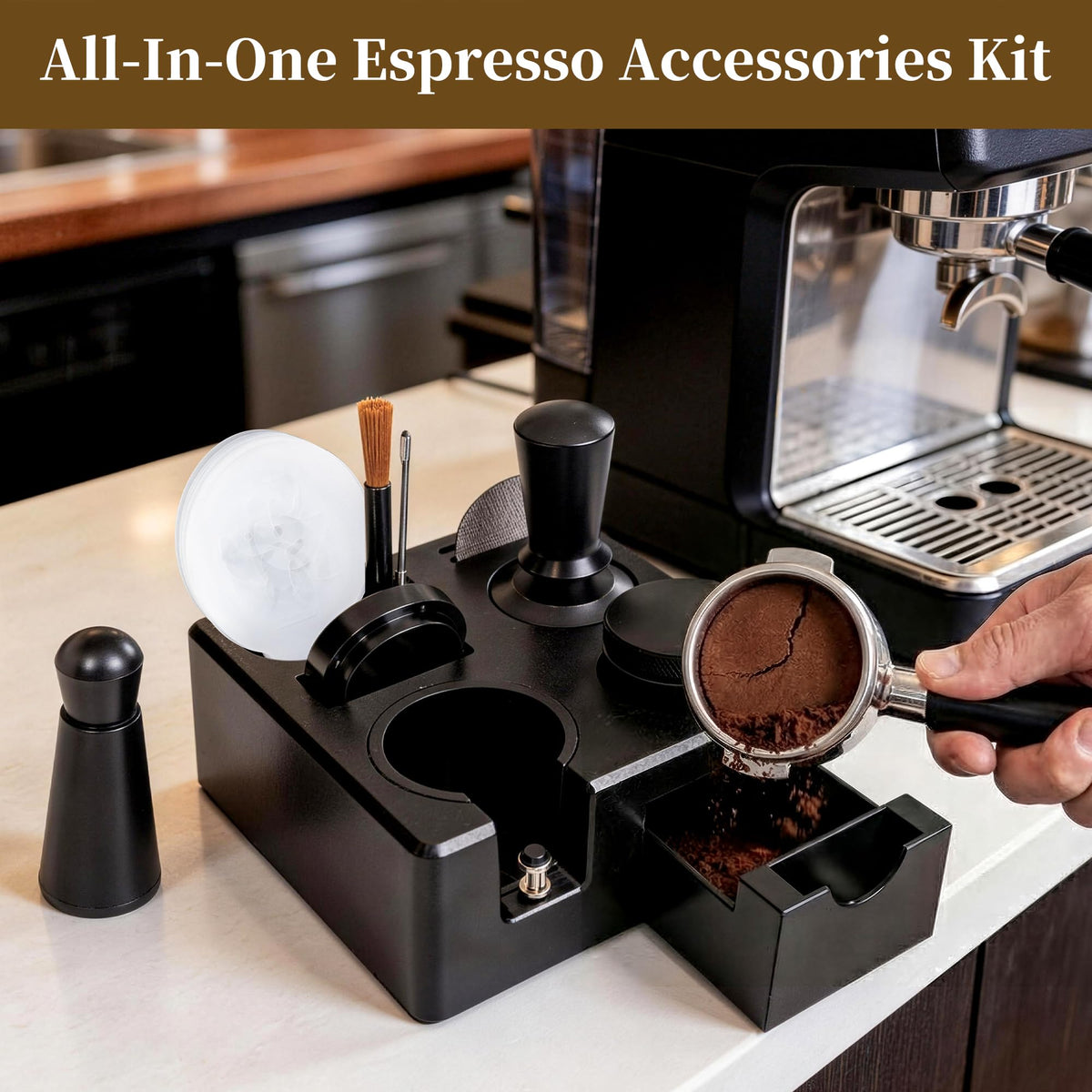 Aollewoiti 9 PCS 54mm Espresso Accessories Kit with Tamper Station