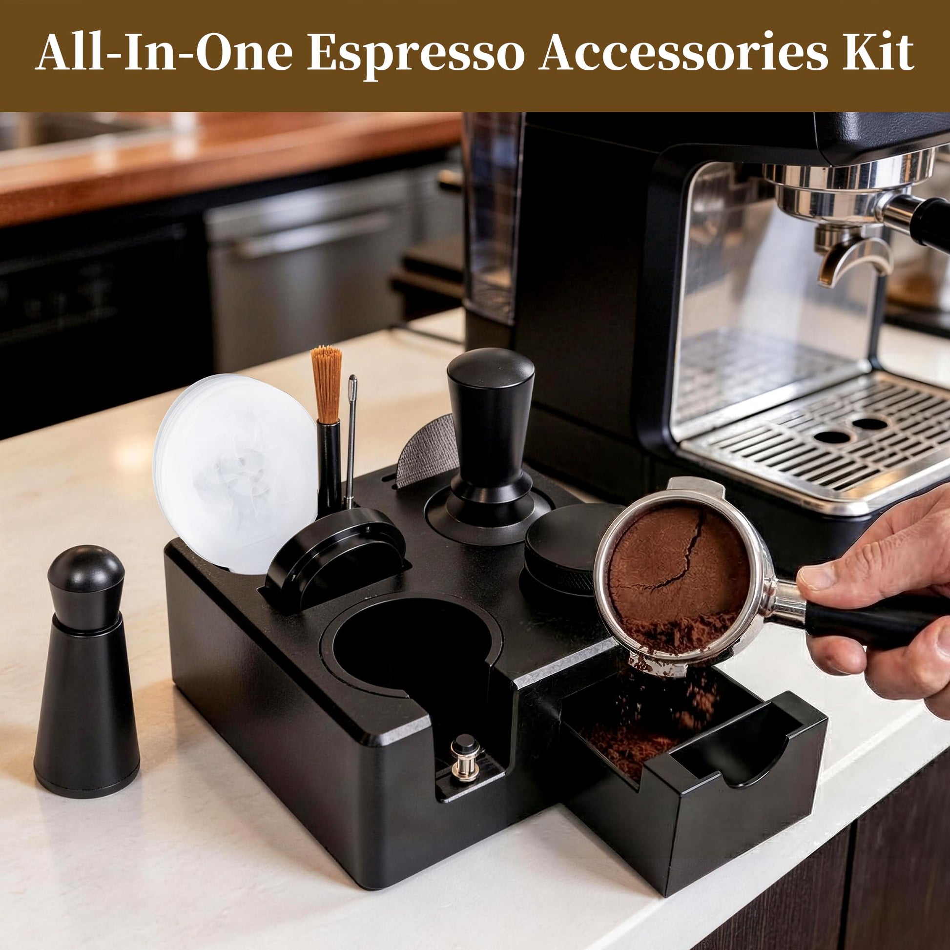 Aollewoiti 9 PCS 54mm Espresso Accessories Kit with Tamper Station