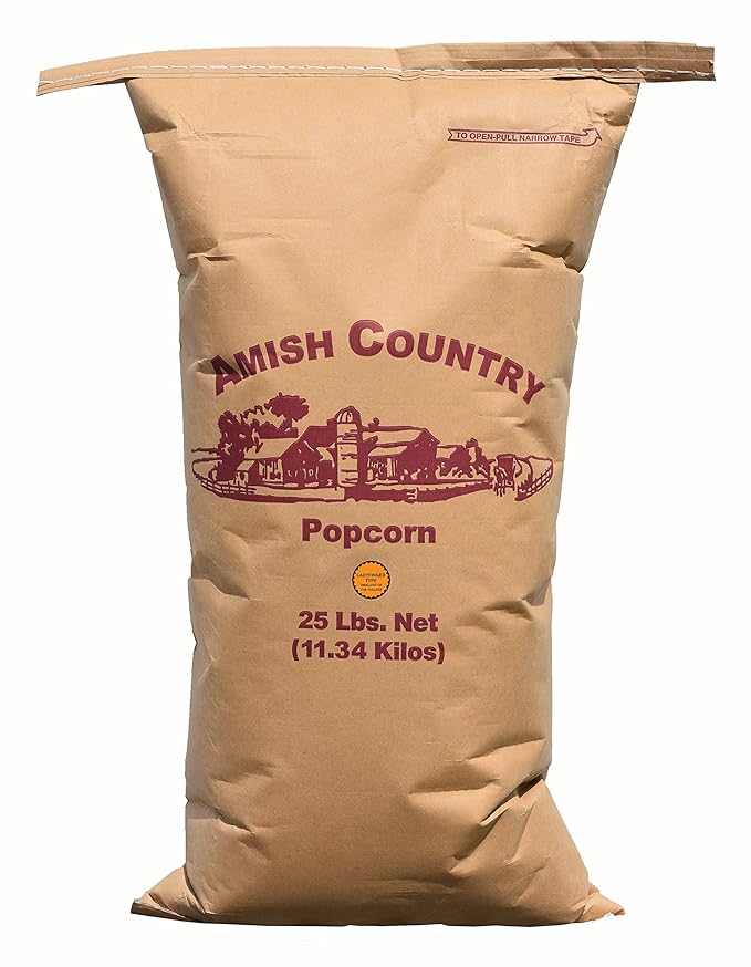 Amish Country Popcorn | 25 lb Bag | Ladyfinger Popcorn Kernels | Old Fashioned, Non-GMO and Gluten