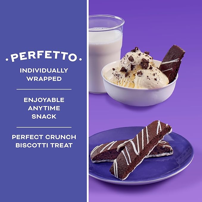 Nonni's Cookies & Crème Biscotti, Rich Dark Cocoa Cookie with Vanilla Icing, 8 Individually Wrapped