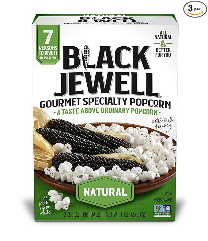 Black Jewell Gourmet Microwave Popcorn, Healthy Popcorn Snack, Natural, 10.5 Ounces (Pack of 3)