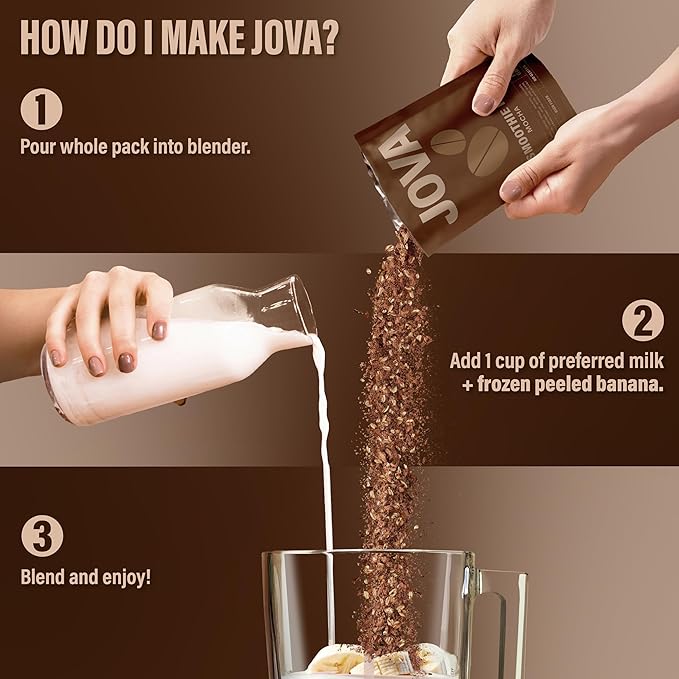 JOVA Mocha Smoothie | 25g Protein, 8g Fiber, Collagen | Real, Tasty Ingredients: Coffee, Cocoa