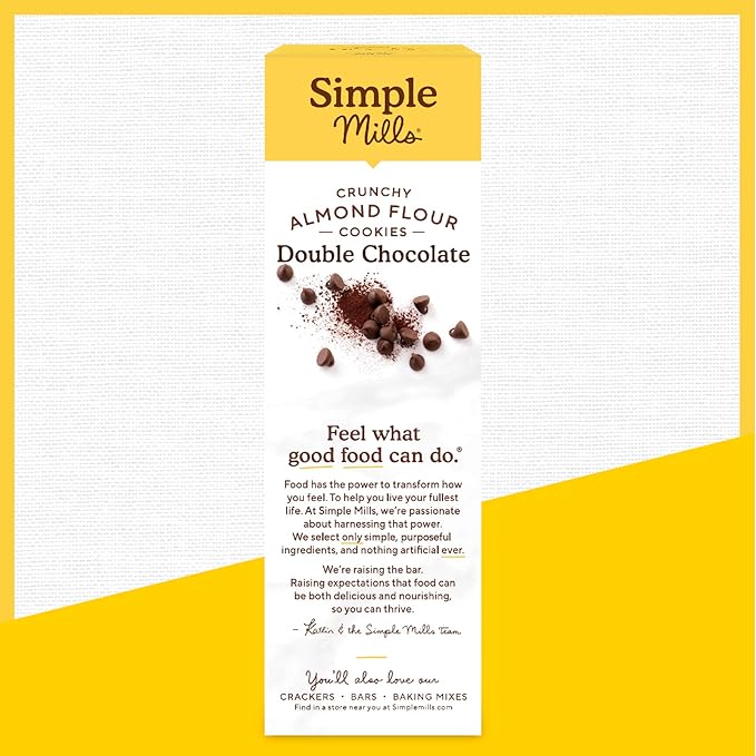 Simple Mills Almond Flour Crunchy Cookies, Double Chocolate Chip - Gluten Free, Vegan, Healthy