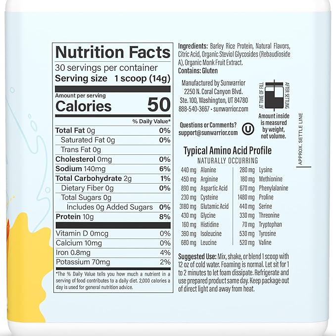 Sunwarrior Clear Protein Powder Plant-Based Water Mix, Vegan and Refreshing Protein and Hydration