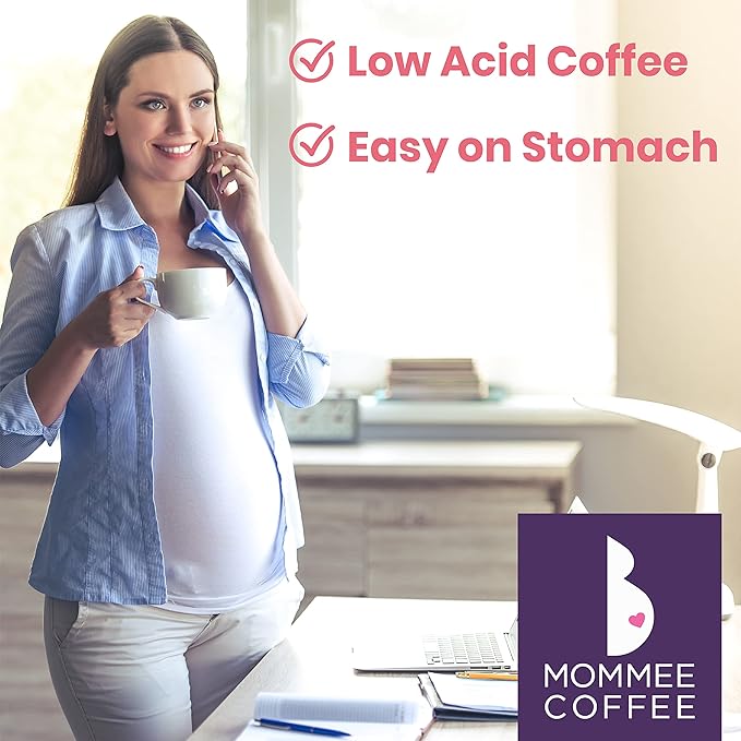 Mommee Coffee Half Caf Low Acid Whole Organic Coffee Beans - 100% Arabica Organic Half Caff Coffee