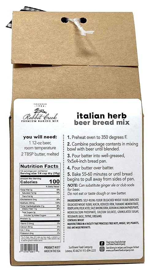 Rabbit Creek Beer Bread Mix Variety Pack of 2 ??Classic Beer Bread and Italian Herb Beer Bread Mix