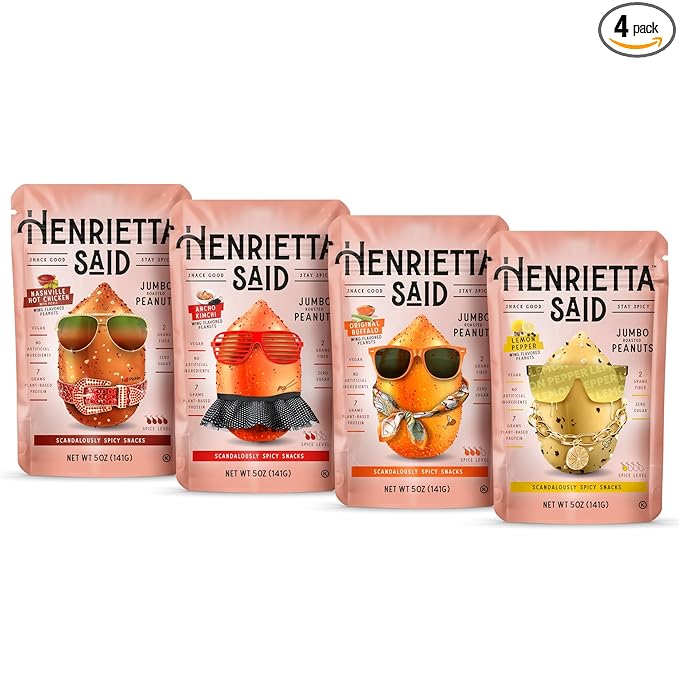 Henrietta Said Wing-Flavored Peanuts - Variety Pack - Truly Good Foods Shelled Snacking Nuts - Bold