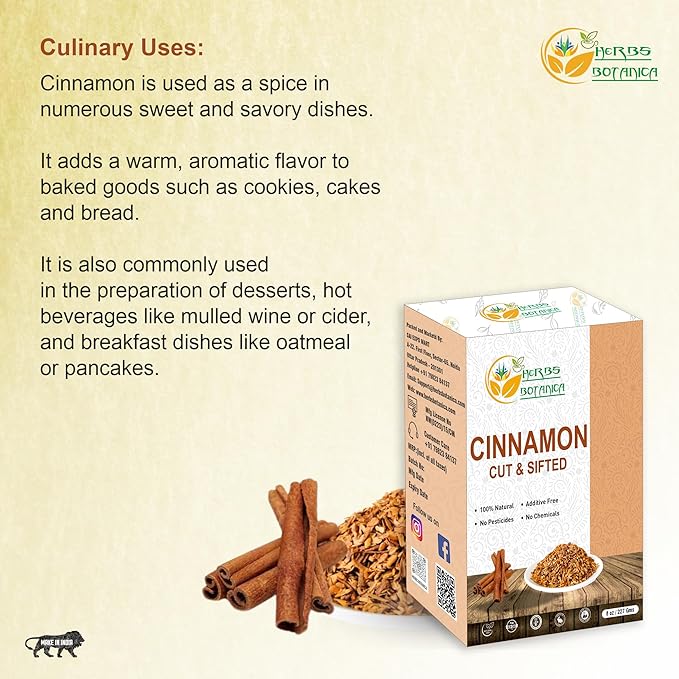 Herbs Botanica Cinnamon Bark Sticks Chips for Baking, Herbal Tea Rich Aroma and Great Flavour