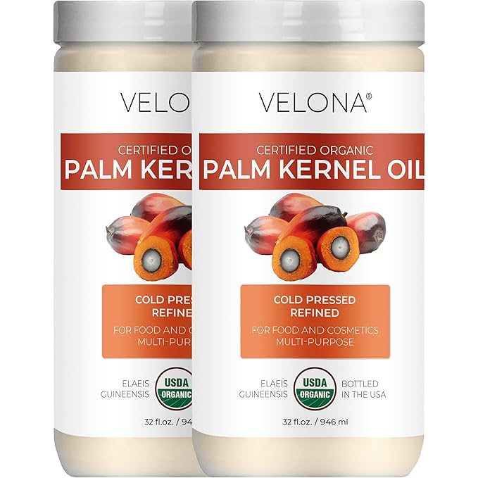 velona USDA Certified Organic Palm Kernel Oil - 64 Fl Oz | 100% Pure and Natural Carrier Oil |