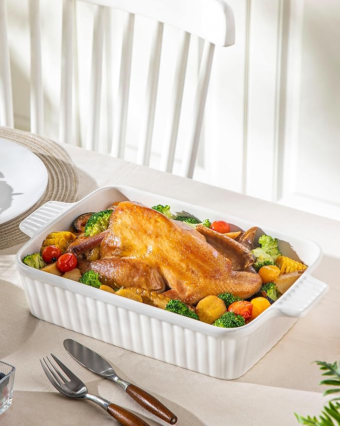 MALACASA 4.4 QT Baking Dish, 9x13 Large Casserole Dish for Oven, Ceramic Baking Pan, Rectangular
