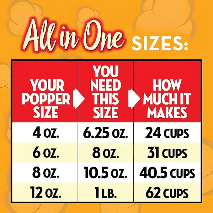JOLLY TIME All in One Popcorn Kit, Portion Packets with Kernels, Oil and Salt for Movie Theater or