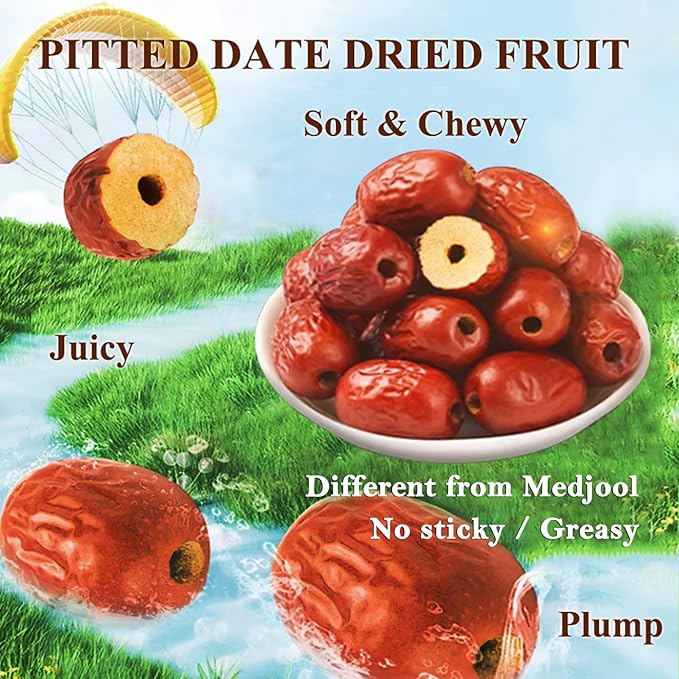 Dried Jujube Dates Pitted Red Date Natural Sweet Chinese 红枣 Dry Jujubees Fruit, Soft & Juicy &