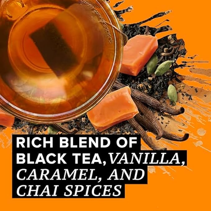TAZO Chai Tea Bags, Vanilla Caramel Chai, Caffeinated tea, 120 Total Bags (20ct - Pack of 6)