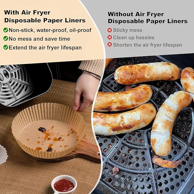 400Pcs Air Fryer Paper Liners Disposable, 8 Inch Max Xl Large Cooker Air Fryer Disposable Paper