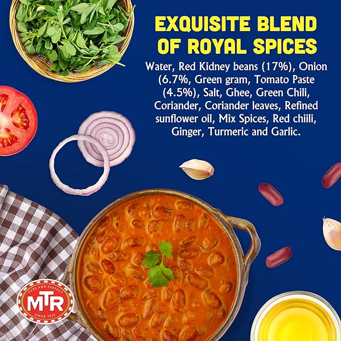 MTR - Minute Meals: Rajma Masala - Red Kidney Beans in Spiced Gravy - Authentic Indian Ready-to-Eat