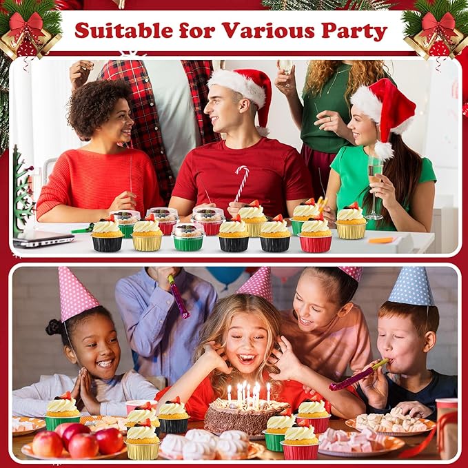 Gejoy 400 Pcs Aluminum Foil Baking Cups with Lids 5 oz Disposable Ramekins Mini Cake Pans Creme