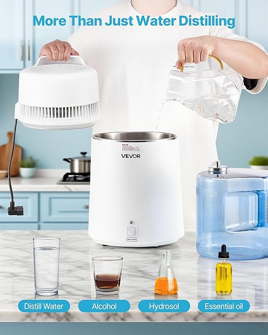 VEVOR Water Distiller, 6L 1.6 Gallon Larger Pure Water Purifier Filter for Home Table Countertop