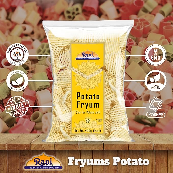 Rani Far Far/Fryums (Wheat & Tapioca Pellet) Potato Jhali 14oz (400g) ~ Vegan, Kosher, Uncooked