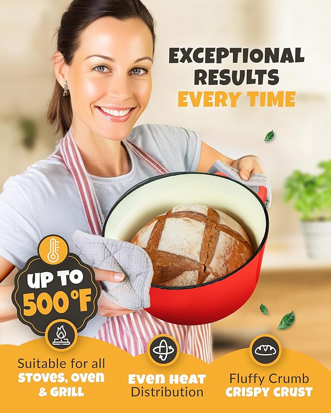 Dutch Oven for Bread Baking - incl. Sourdough Bread-Baking Supplies like Banneton Bread-Proofing