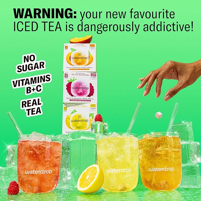 Waterdrop Hydration Cubes With Vitamin C, B Vitamins and Electrolytes, 3 Iced Tea Flavor
